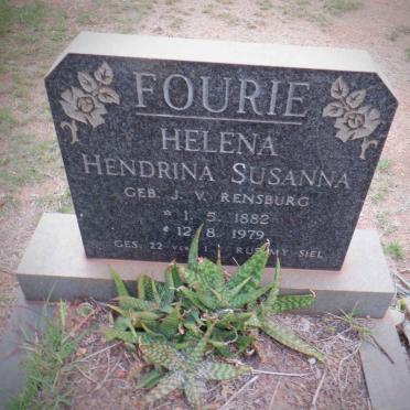 FOURIE Helena Hendrina Susanna nee J.V. RENSBURG 1882-1979