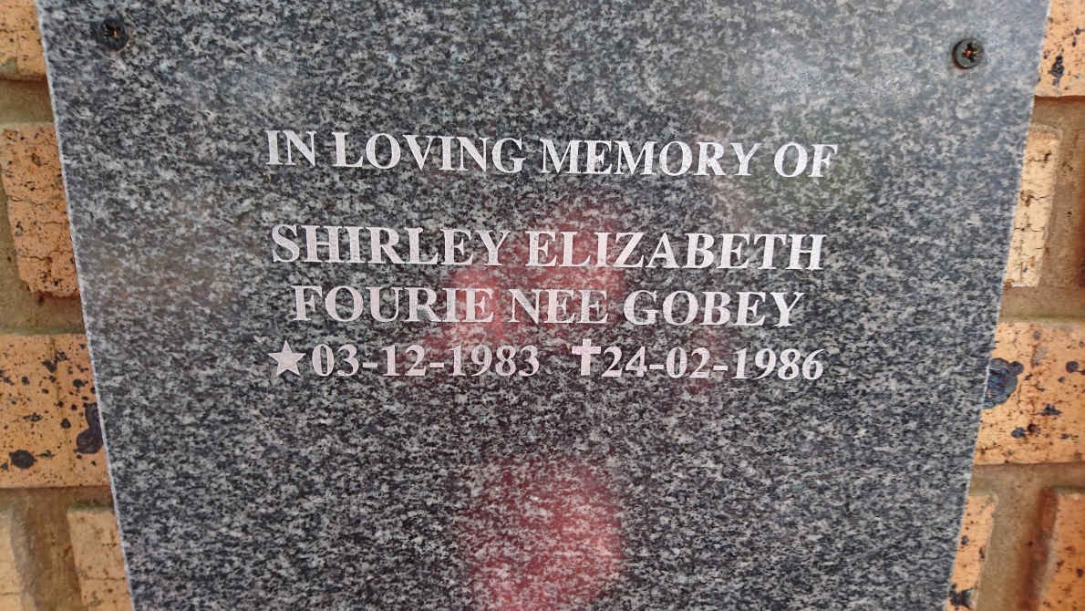 FOURIE Shirley Elizabeth nee GOBEY 1983-1986