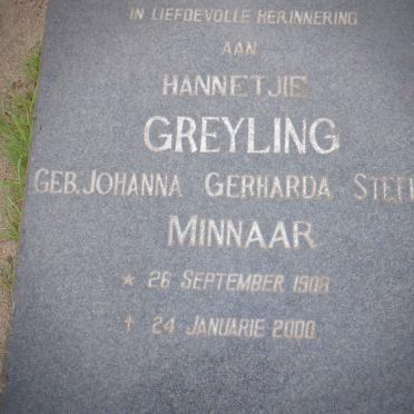 GREYLING Johanna Gerharda Stefina MINNAAR 1908-2000