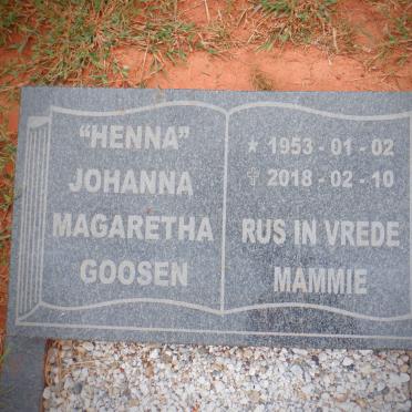 GOOSEN Johanna Magaretha 1953-2018