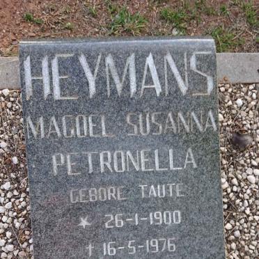 HEYMANS Magoel Susanna Petronella nee TAUTE 1900-1976