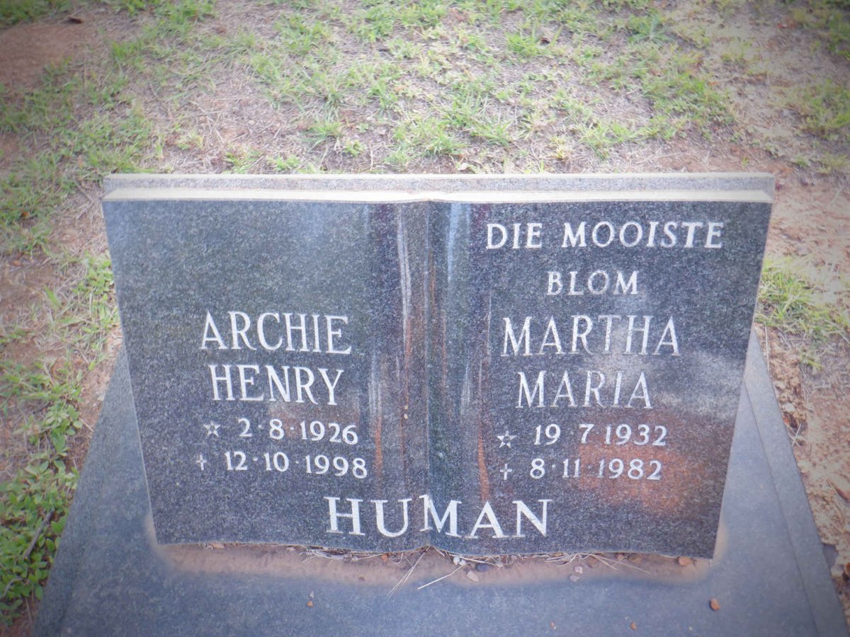 HUMAN Archie Henry 1926-1998 &amp; Martha Maria 1932-1982