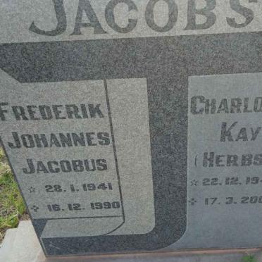 JACOBS Frederik Johannes Jacobus 1941-1990 &amp; Charlotte Kay HERBST 1942-2000