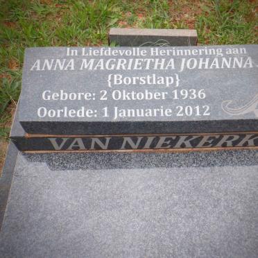 NIEKERK Anna Magrietha Johanna, van nee BORSTLAP 1936-2012