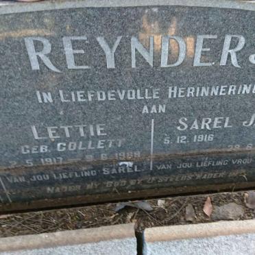REYNDERS Sarel J.N. 1916-1971 &amp; Lettie COLLETT 1917-1969