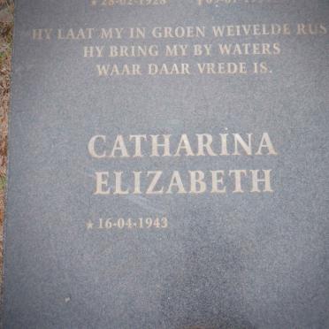 VERSTER Barend Jacobus 1928-1999 &amp; Catharina Elizabeth 1943-
