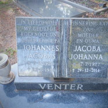 VENTER Johannes Jacobus 1920-1988 &amp; Jacoba Johanna 1927-2014