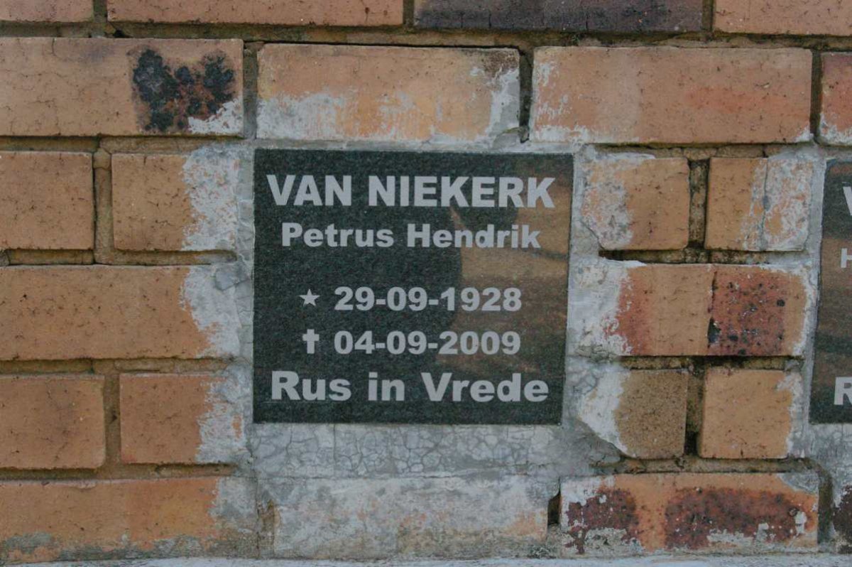 NIEKERK Petrus Hendrik, van 1928-2009