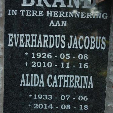BRAND Everhardus Jacobus 1926-2010 &amp; Alida Catherina 1933-2014