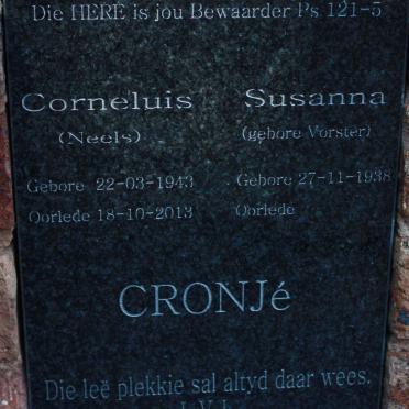 CRONJE Corneluis 1943-2013 &amp; Susanna VORSTER 1938-
