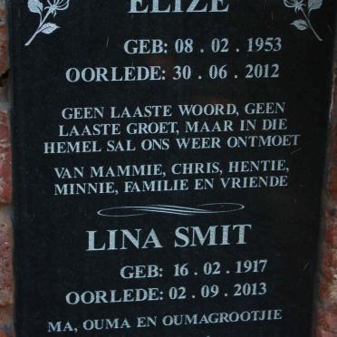 SMIT Lina 1917-2013 :: SMIT Elize 1953-2012