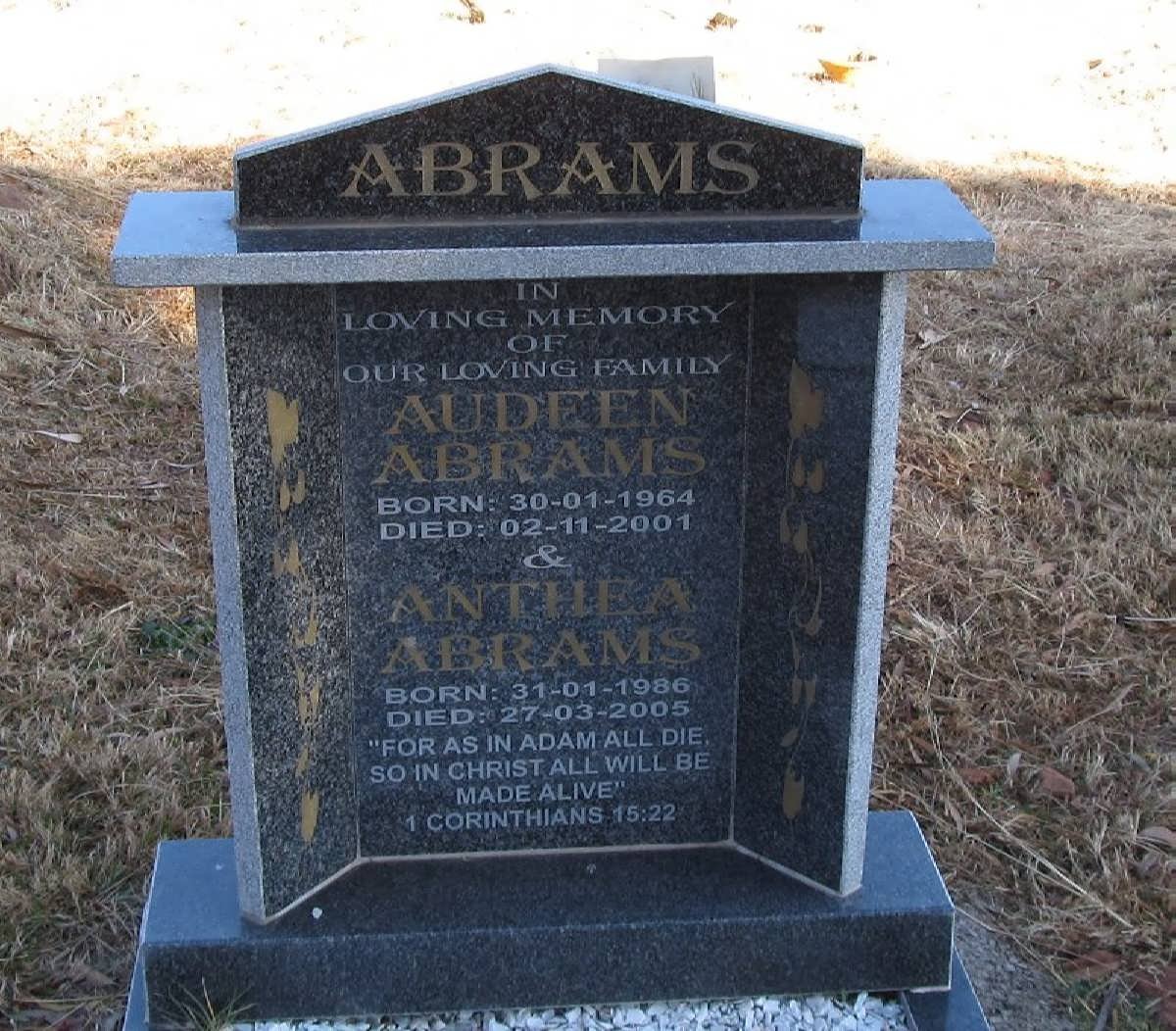 ABRAMS Audeen 1964-2001 :: ABRAMS Anthea 1986-2005