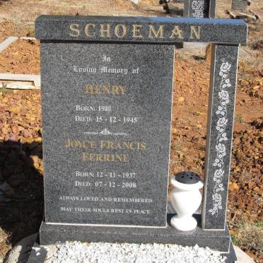 SCHOEMAN Henry 1910-1945 &amp; Joyce Franics Ferrine 1937-2008