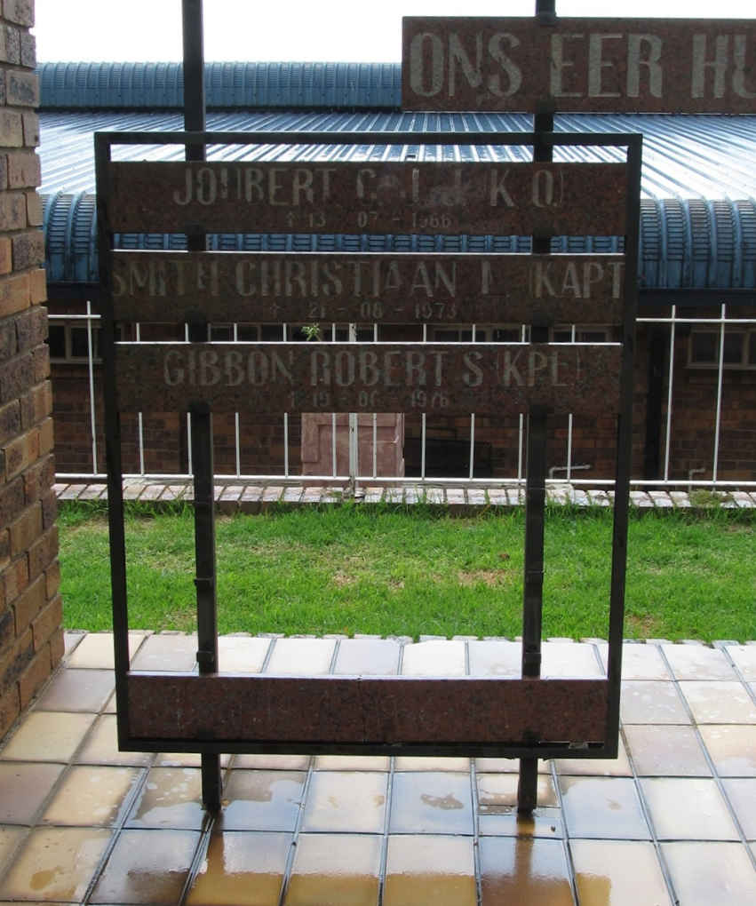 JOUBERT C.J.J. -1966 :: SMITH Christiaan M. -1973 :: GIBBON Robert S. -1976