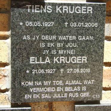 KRUGER Tiens 1927-2006 &amp; Ella 1927-2010