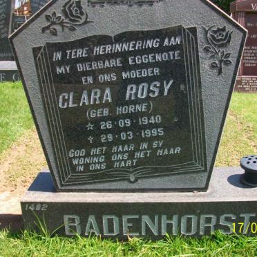 BADENHORST Clara Rosy nee HORNE 1940-1995