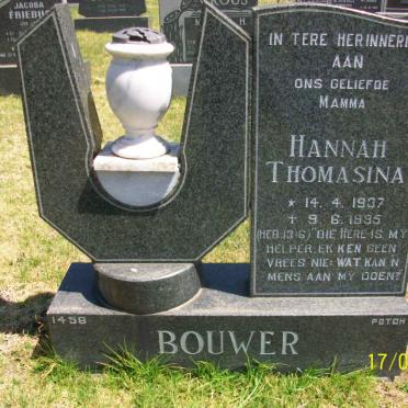 BOUWER Hannah Thomasina 1937-1995
