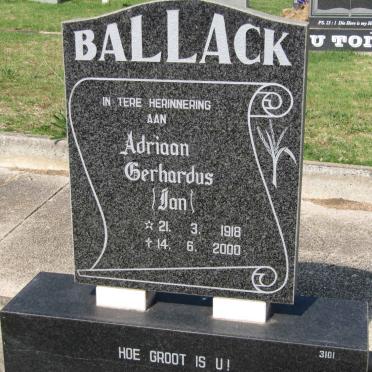 BALLACK Adriaan Gerhardus 1918-2000