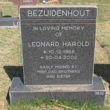 BEZUIDENHOUT Leonard Harold 1968-2002