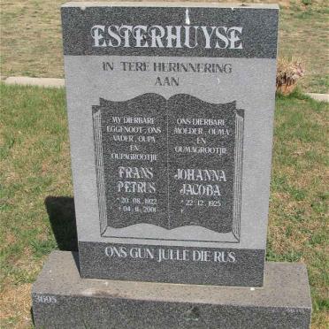 ESTERHUYSE Frans Petrus 1922-2001 &amp; Johanna Jacoba 1925-