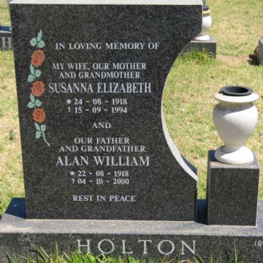 HOLTON Alan William 1918-2000 &amp; Susanna Elizabeth 1918-1994