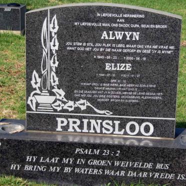 PRINSLOO Alwyn 1945-2000 &amp; Elize 1944-2011