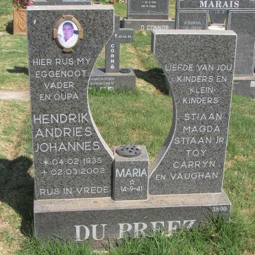 PREEZ Hendrik Andries Johannes, du 1935-2002 &amp; Maria 1941-