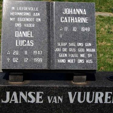 VUUREN Daniël Lucas, Janse van 1947-1999 &amp; Johanna Catharine 1948-
