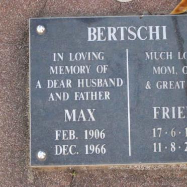 BERTSCHI Max 1906-1966 &amp; Frieda 1912-2000