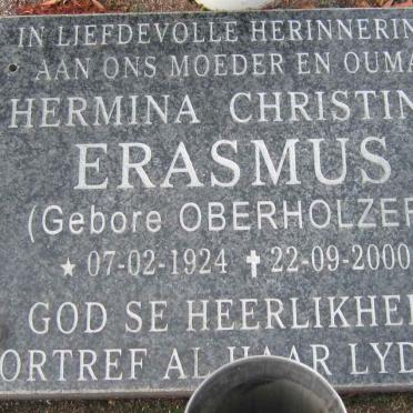 ERASMUS Hermina Christina nee OBERHOLZER 1924-2000