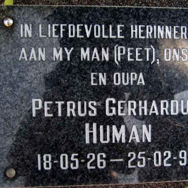 HUMAN Petrus Gerhardus 1926-1998