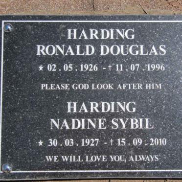 HARDING Ronald Douglas 1926-1996 &amp; Nadine Sybil 1927- 2010