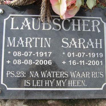 LAUBSCHER Martin 1917-2006 &amp; Sarah 1919-2001