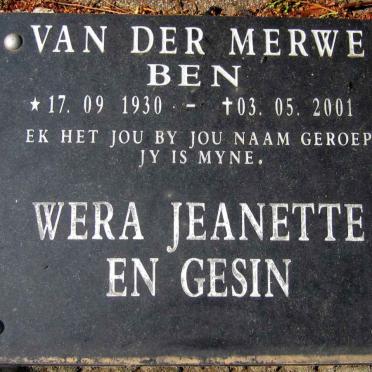 MERWE Ben, van der 1930-2001
