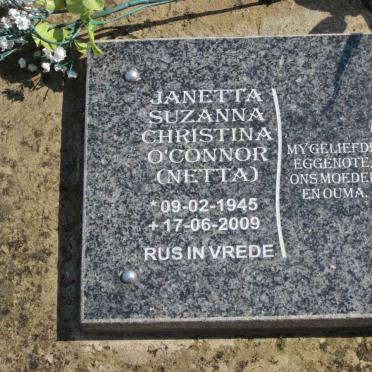 O'CONNOR Janetta Suzanna Christina 1945-2009