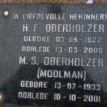 OBERHOLZER H.F. 1922-2000 &amp; M.S. MOOLMAN 1933-2001