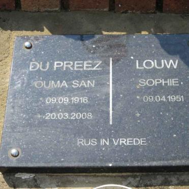 PREEZ San, du 1916-2008 :: LOUW Sophie 1951-