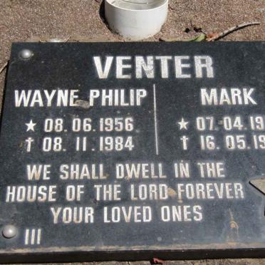 VENTER Wayne Philip 1956-1984 :: VENTER Mark 1962-1990