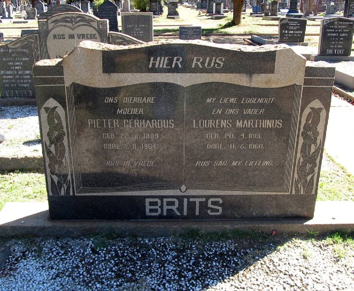 BRITS Lourens Marthinus 1881-1968 &amp; Pieter Gerhardus 1889-1964