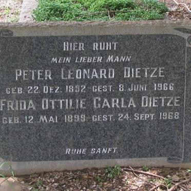 DIETZE Peter Leonard 1892-1966 &amp; Frida Ottlilie Carla Dietze 1899-1968