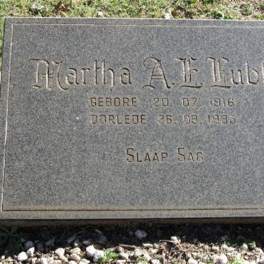 LUBBE Martha A.E. 1916-1993