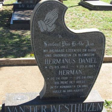WESTHUIZEN Hermanus Daniel, van der 1963-1987 :: VAN DER WESTHUIZEN Herman 1988-1988