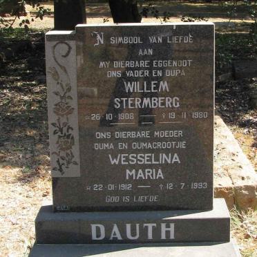 DAUTH Willem Stermberg 1908-1980 &amp; Wesselina Maria 1912-1993
