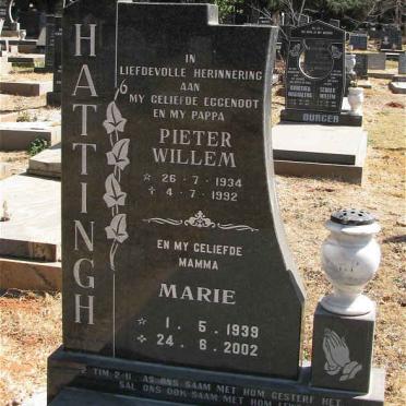 HATTINGH Pieter Willem 1934-1992 &amp; Marie 1939-2002