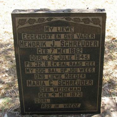 SCHREUDER Hendrik J. 1862-1945 &amp; Maria C. WEIDEMAN 1873-