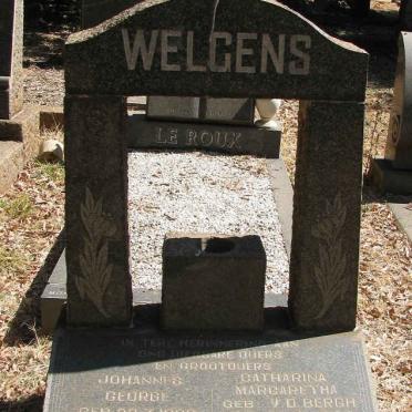 WELGENS Johannes George 1886-1963 &amp; Catharina Margaretha V.D. BERG 1893-1963