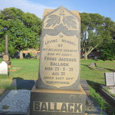 BALLACK Frans Jacobus -1939