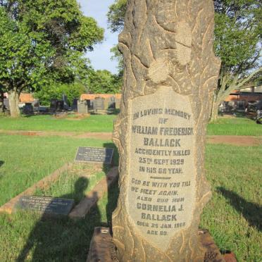 BALLACK William Frederick -1929 &amp; Cornelia J. -1960