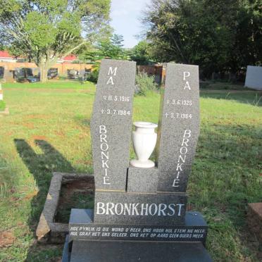BRONKHORST Bronkie 1925-1984 &amp; Bronkie 1916-1984