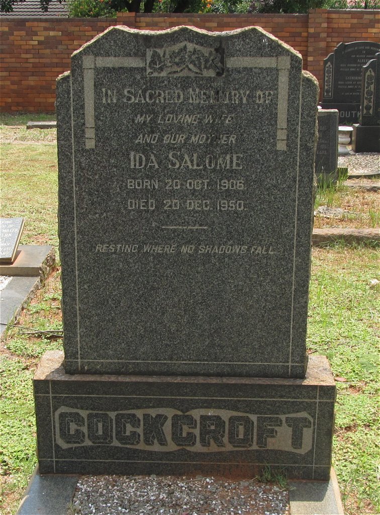 COCKCROFT Ida Salome 1906-1950